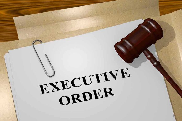 shutterstock_1399285010.jpg A gavel resting on a document labeled 'EXECUTIVE ORDER'