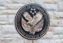 Bronze emblem of the Department of Veterans Affairs featuring an eagle and stars