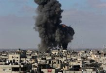 Satellite Images Show Palace Turned Rubble Large explosion over a crowded urban area.