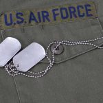 Close-up of a U.S. Air Force uniform with dog tags