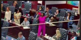 Dem Rep STORMS HOUSE AISLE with Pink Bullhorn Screaming
