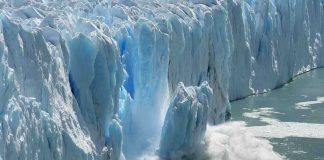 Ice Vanishes, 20,000 Penguins GONE — Catastrophe A glacier calving into the ocean, creating a splash of ice and water