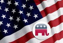 Massie Issues Trump GLARING Threat As Departure Looms! American flag with Republican elephant symbol.