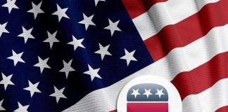 Massie Issues Trump GLARING Threat As Departure Looms! American flag with Republican elephant symbol.