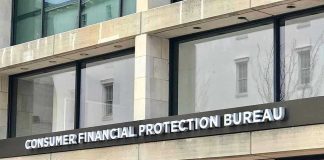 Trump Targets Bank Accounts – Immigration Under Fire! Consumer Financial Protection Bureau building entrance sign.