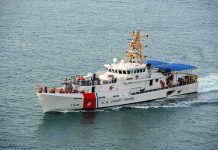 3 TON Cocaine Haul Stopped By Coast Guard U.S. Coast Guard patrol boat cruising at sea