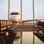 Airplane Cabin Chaos – Ceiling Drops Midair! Airplane seen through terminal windows with empty gate seating