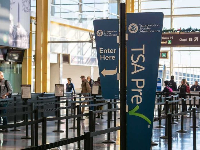 TSA PreCheck sign at airport security