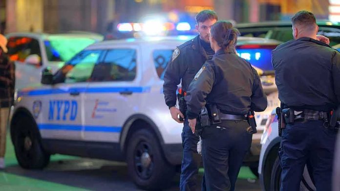 police officers standing near patrol vehicles