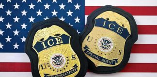 Anti-ICE Fund Fails Miserably – Immediate Fraud Applications ICE badges on an American flag background