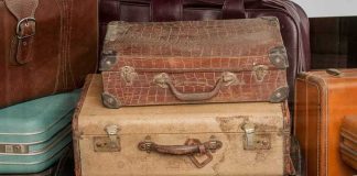 Stack of vintage suitcases