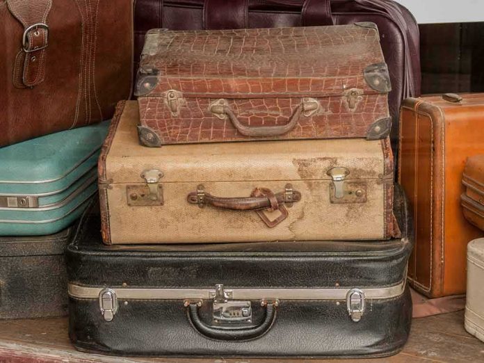 Stack of vintage suitcases