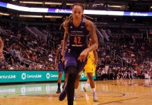 WNBA Clown Show, Player Attacks Fan Mid-Game Brittney Griner driving to the basket during a basketball game