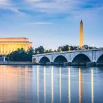 Lincoln Memorial Vandals Face SERIOUS Charges! Arlington Memorial Bridge with Lincoln Memorial and Washington Monument at dusk